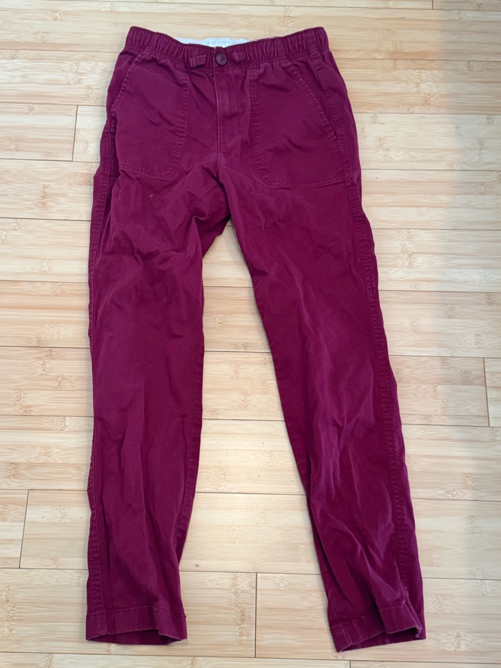 LIKE NEW! Crewcuts Kids Stretch Maroon Canvas Jean Pants Sz 12